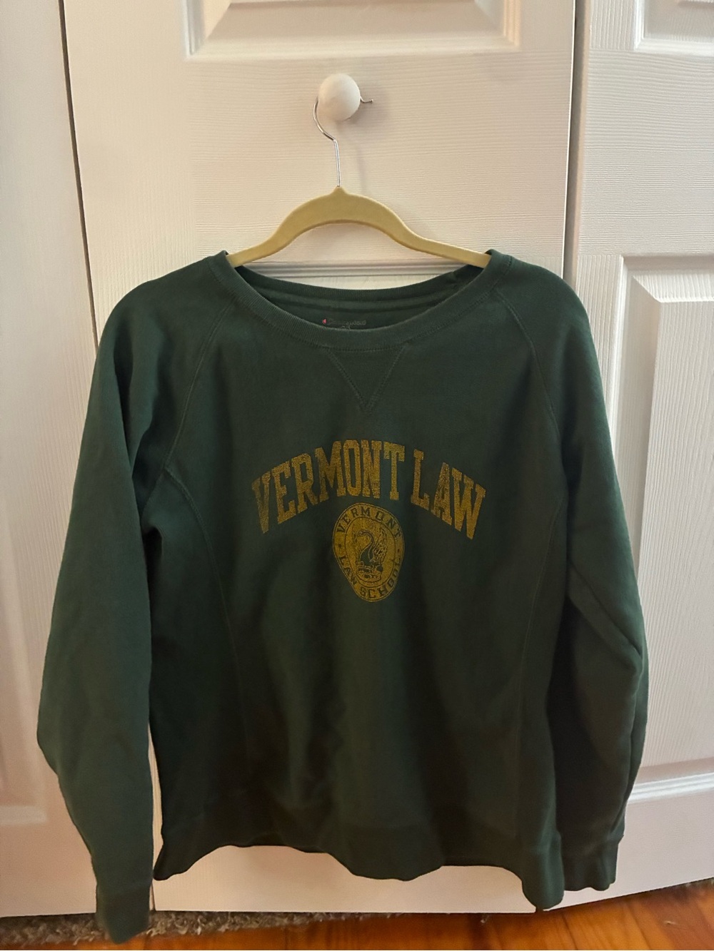 Champion Green Vermont Law Sweatshirt with Yellow Graphic